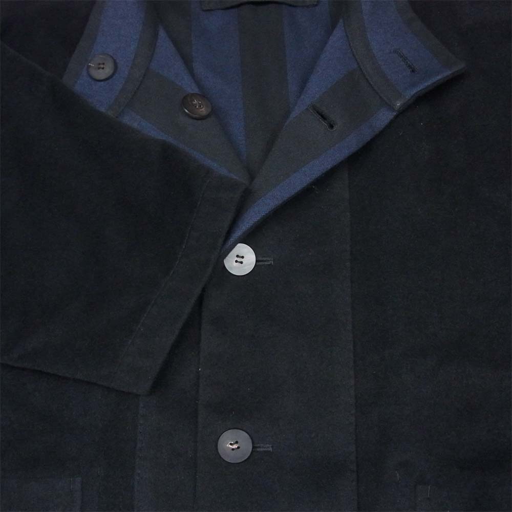 ISSEY MIYAKE イッセイミヤケ 18AW ME83FA066 MEN リバーシブル ストライプ ウール混 ビッグシルエット コート ブラック系 ブルー系 1【美品】【中古】