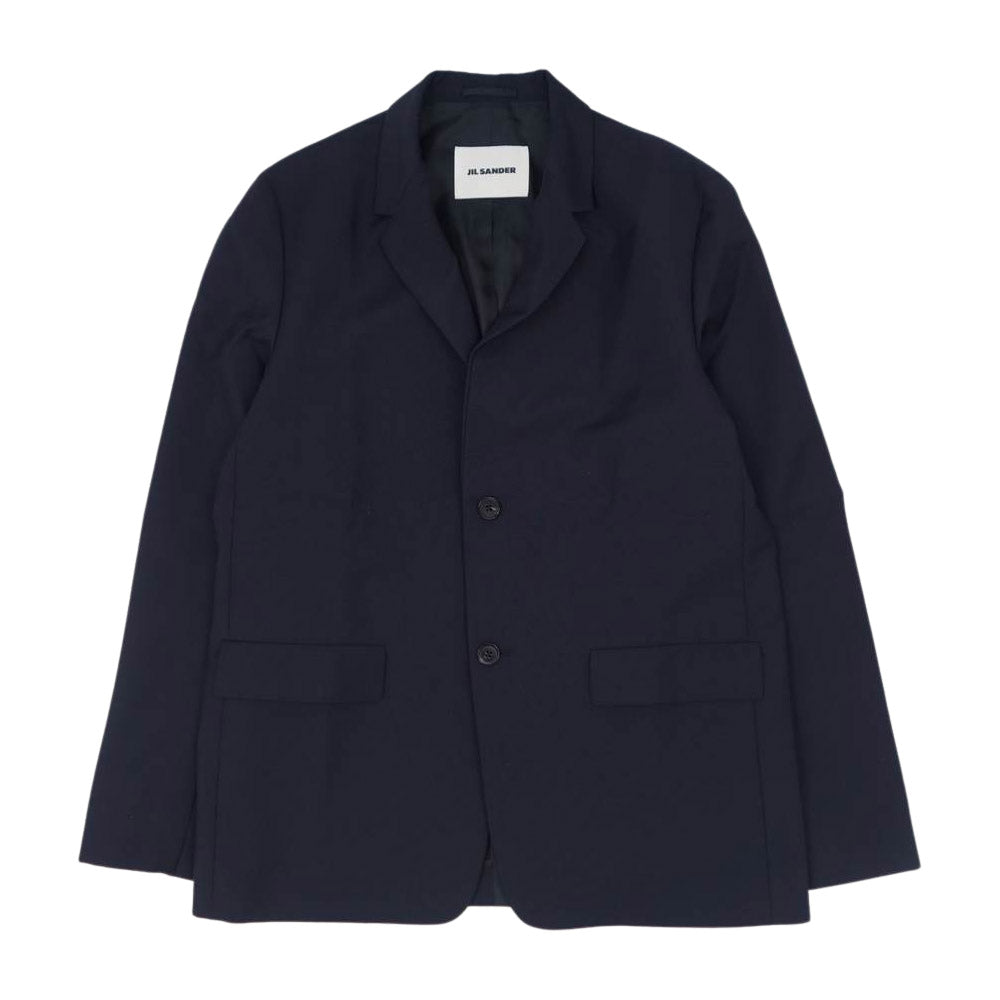 JIL SANDER ジルサンダー 20SS JSIQ200201 国内正規品 モヘア混 セットアップ ヴァージンウール 2B テーラード ジャケット スーツ ネイビー系 48【美品】【中古】