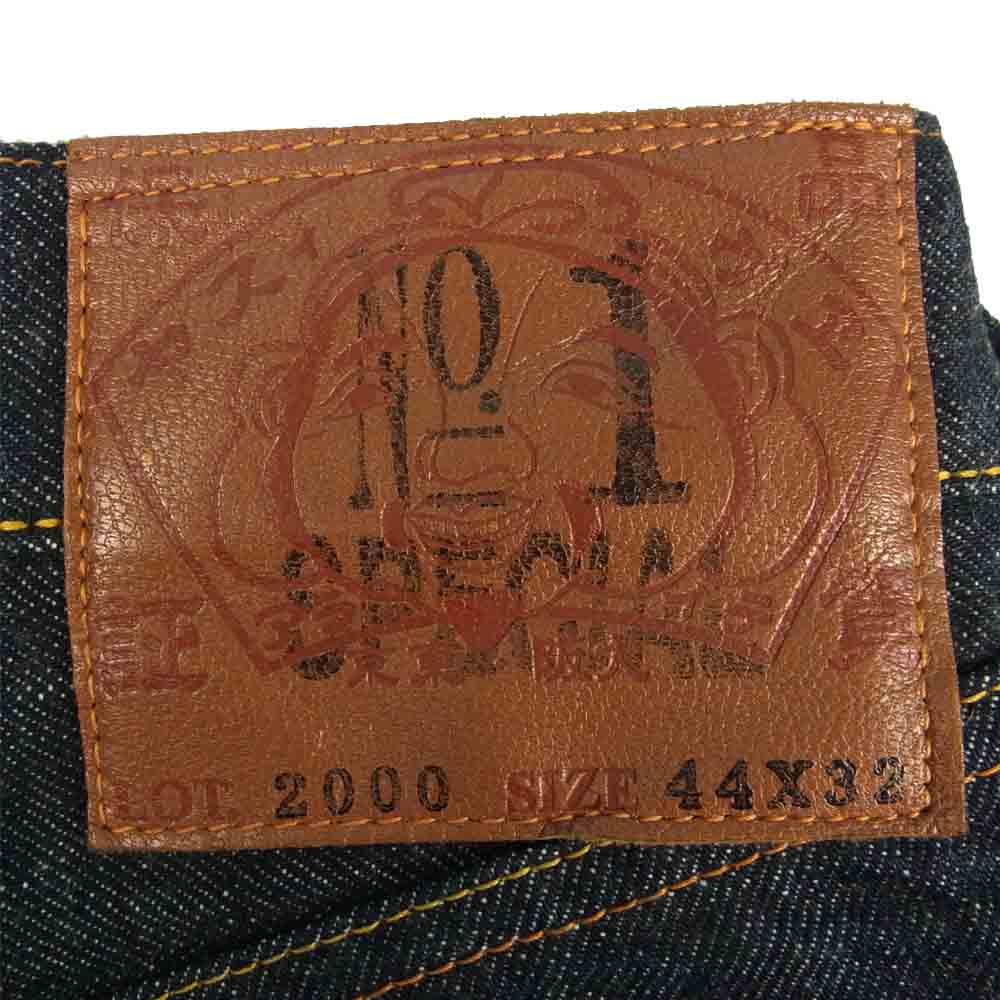 EVISU エヴィス lot.2000 虎耳 白カモメ No.1 スペシャル レギュラー ストレート フィット デニム パンツ インディゴブルー系 44【美品】【中古】