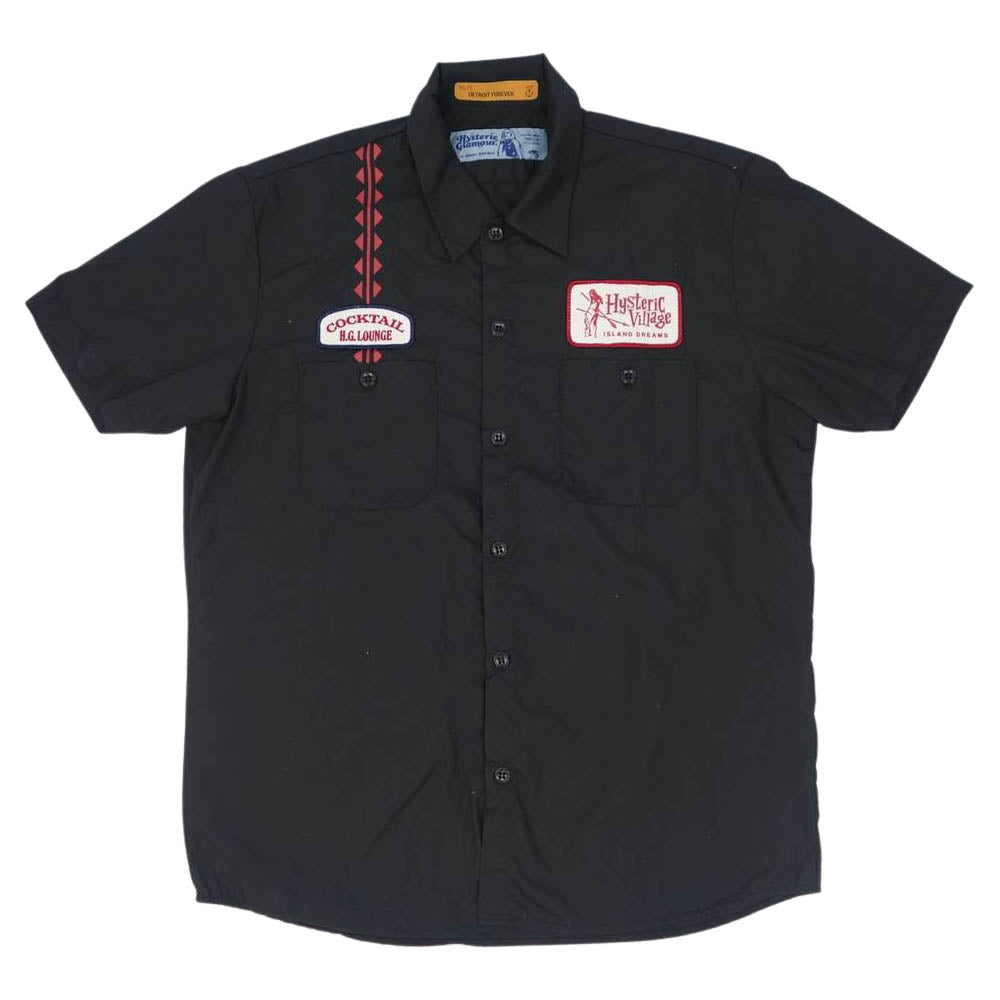 HYSTERIC GLAMOUR ヒステリックグラマー 02172AH08 HYS VILLAGE 半袖 エンジニア シャツ ブラック系 M【中古】