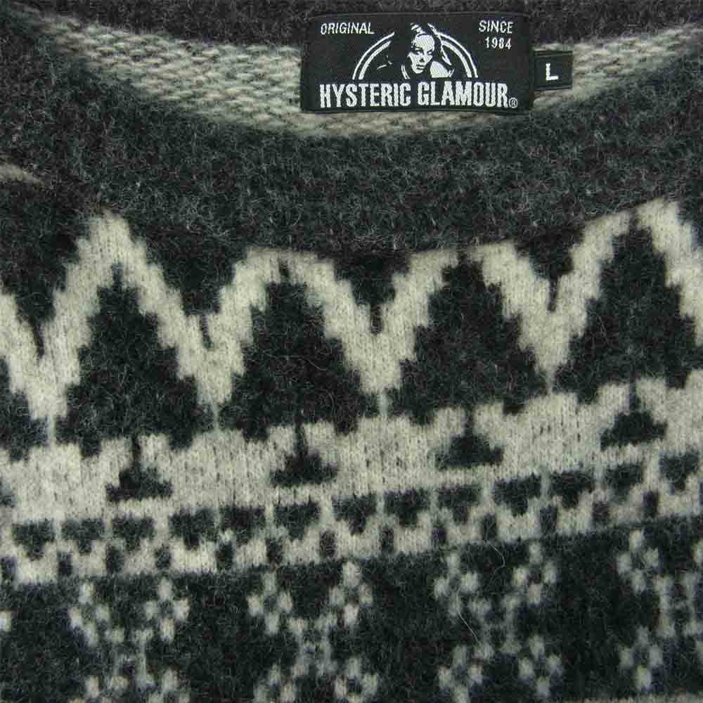 HYSTERIC GLAMOUR ヒステリックグラマー 0263CS09 ガール ノルディック柄 ジャガード ニット グレー系 L【中古】