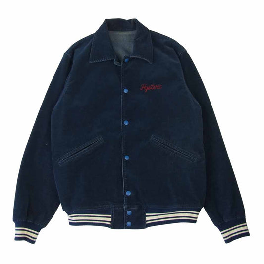 HYSTERIC GLAMOUR ヒステリックグラマー 02191AB05 DEVIL MADE ME DO IT刺繍 衿付きスタジャン ネイビー系 M【中古】