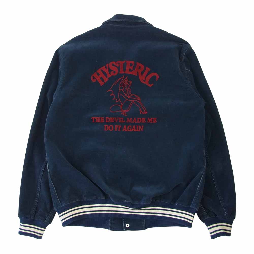 HYSTERIC GLAMOUR ヒステリックグラマー 02191AB05 DEVIL MADE ME DO IT刺繍 衿付きスタジャン ネイビー系 M【中古】