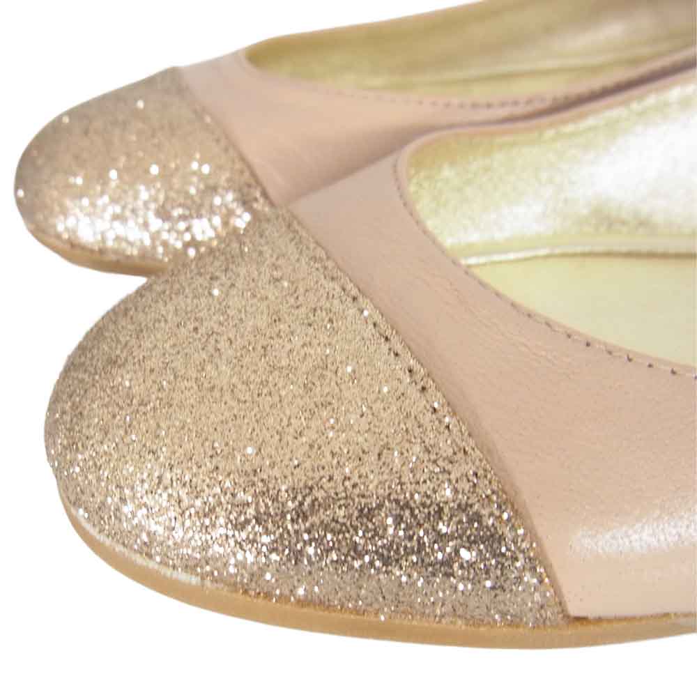 JIMMY CHOO ジミーチュウ GLITTER 143 グリッタートゥ フラットパンプス バレエシューズ  ピンク系 38【中古】