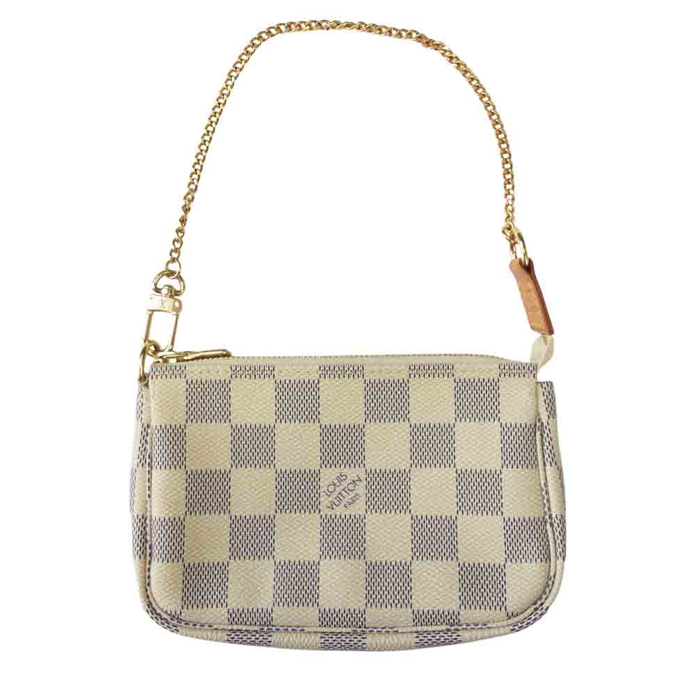 LOUIS VUITTON ルイ・ヴィトン N58010 ダミエ アズール ミニ ポシェット アクセソワール グレー系 ホワイト系【美品】【中古】