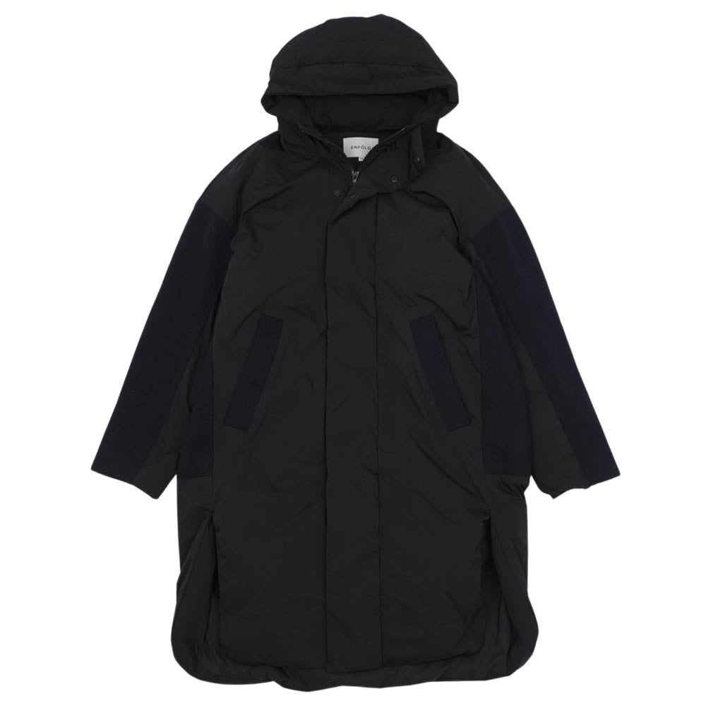 ENFOLD エンフォルド 20AW 300DA230-1680 PE ツイル ウール ダウン コート ブラック系 ネイビー系 38【中古】