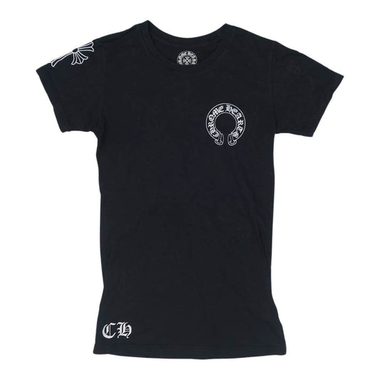 CHROME HEARTS クロムハーツ（原本無） 国内正規品 ホースシュー スクロールラベル プリント Tシャツ ブラック系 S【中古】