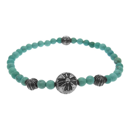 CHROME HEARTS クロムハーツ（原本無） 4mm BEAD ビーズ ブレスレット グリーン系【中古】