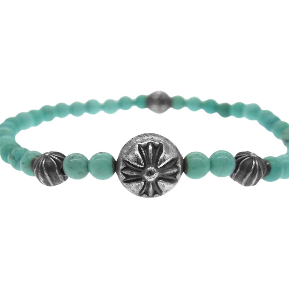CHROME HEARTS クロムハーツ（原本無） 4mm BEAD ビーズ ブレスレット グリーン系【中古】