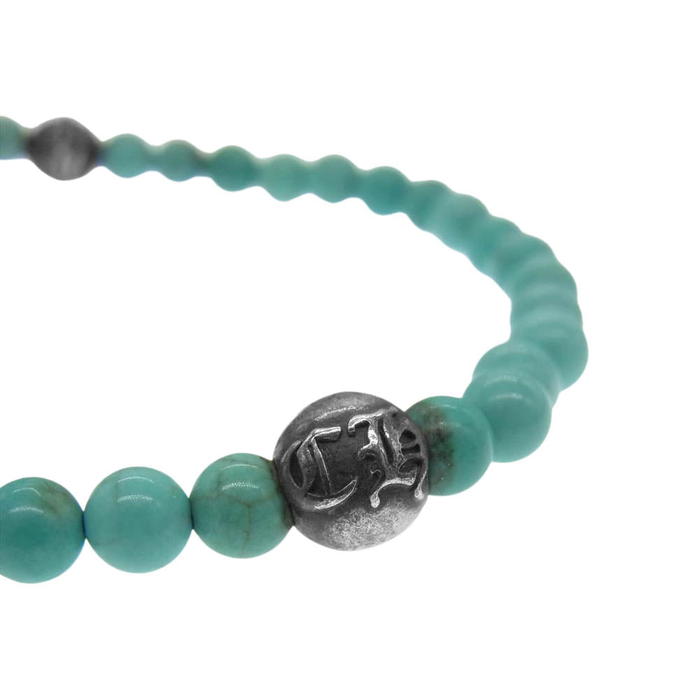 CHROME HEARTS クロムハーツ（原本無） 4mm BEAD ビーズ ブレスレット グリーン系【中古】