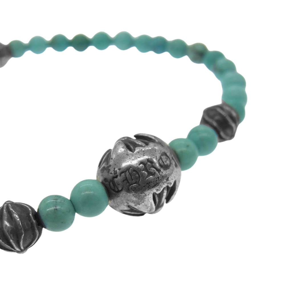 CHROME HEARTS クロムハーツ（原本無） 4mm BEAD ビーズ ブレスレット グリーン系【中古】