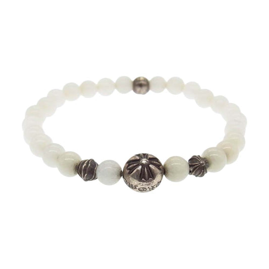 CHROME HEARTS クロムハーツ（原本無） 6mm BEAD ビーズ ブレスレット オフホワイト系【中古】