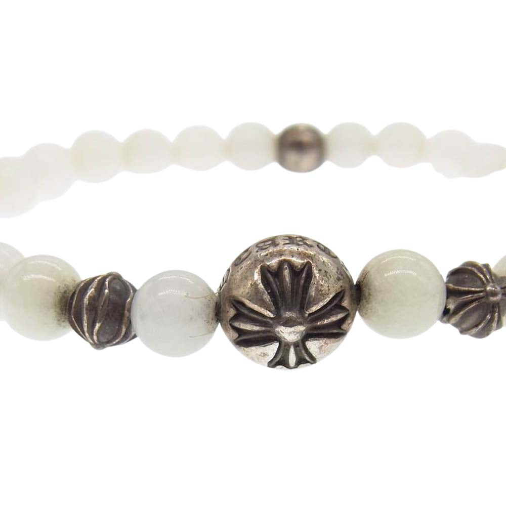 CHROME HEARTS クロムハーツ（原本無） 6mm BEAD ビーズ ブレスレット オフホワイト系【中古】