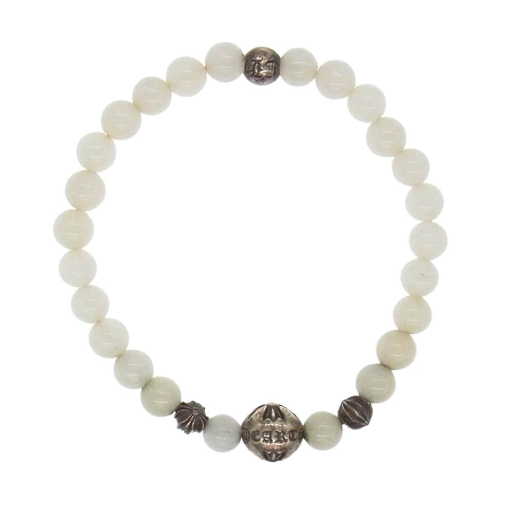 CHROME HEARTS クロムハーツ（原本無） 6mm BEAD ビーズ ブレスレット オフホワイト系【中古】
