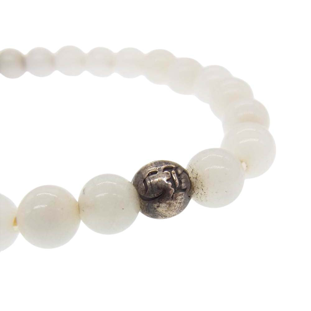 CHROME HEARTS クロムハーツ（原本無） 6mm BEAD ビーズ ブレスレット オフホワイト系【中古】