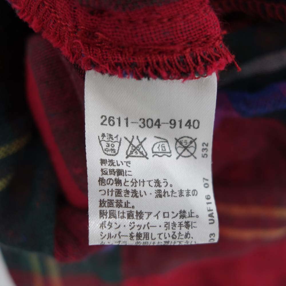 CHROME HEARTS クロムハーツ（原本無） 国内正規品 バック クロスパッチ クロスボールボタン チェック シャツ チュニック レッド系 XS【中古】