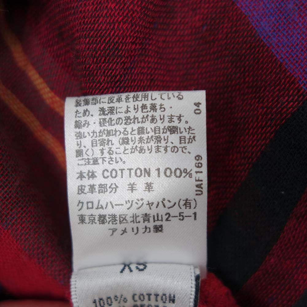 CHROME HEARTS クロムハーツ（原本無） 国内正規品 バック クロスパッチ クロスボールボタン チェック シャツ チュニック レッド系 XS【中古】