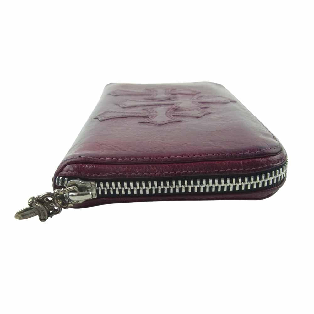 CHROME HEARTS クロムハーツ（原本無） REC ZIP 3PTCH セメタリー クロス パッチ レザー ウォレット 財布 ワインレッド系【中古】