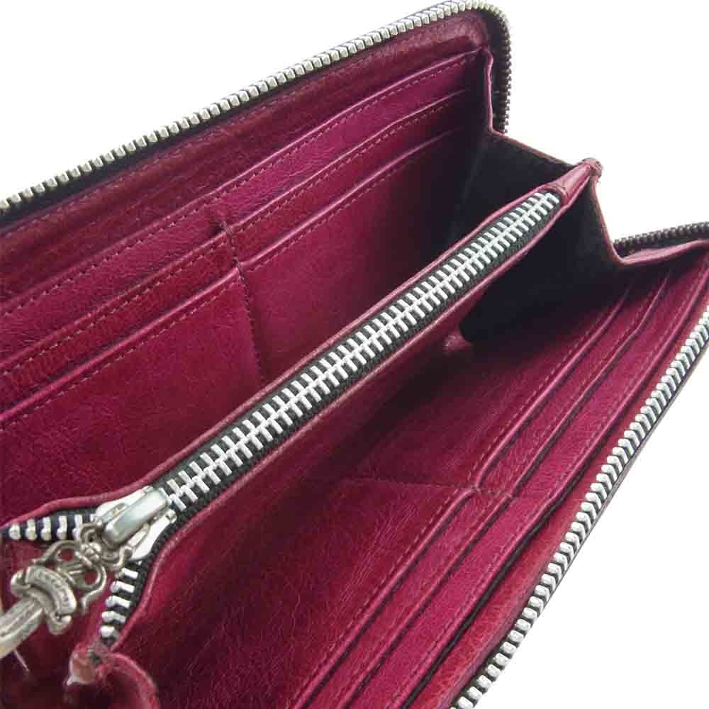CHROME HEARTS クロムハーツ（原本無） REC ZIP 3PTCH セメタリー クロス パッチ レザー ウォレット 財布 ワインレッド系【中古】