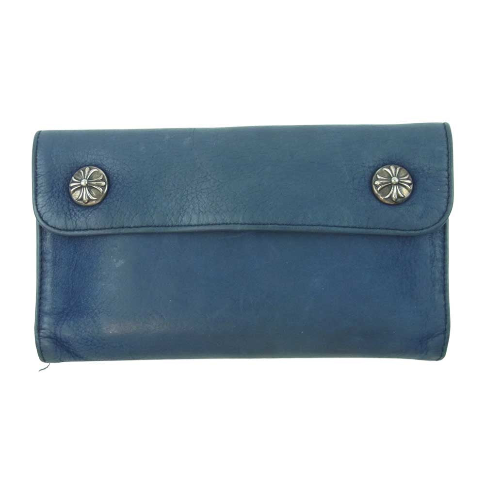 CHROME HEARTS クロムハーツ（原本有） WAVE NOVELTY LEATHER ノベルティ レザー ウェーブ ウォレット 財布 ブルー系【中古】