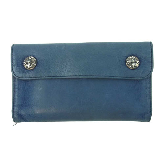 CHROME HEARTS クロムハーツ（原本有） WAVE NOVELTY LEATHER ノベルティ レザー ウェーブ ウォレット 財布 ブルー系【中古】