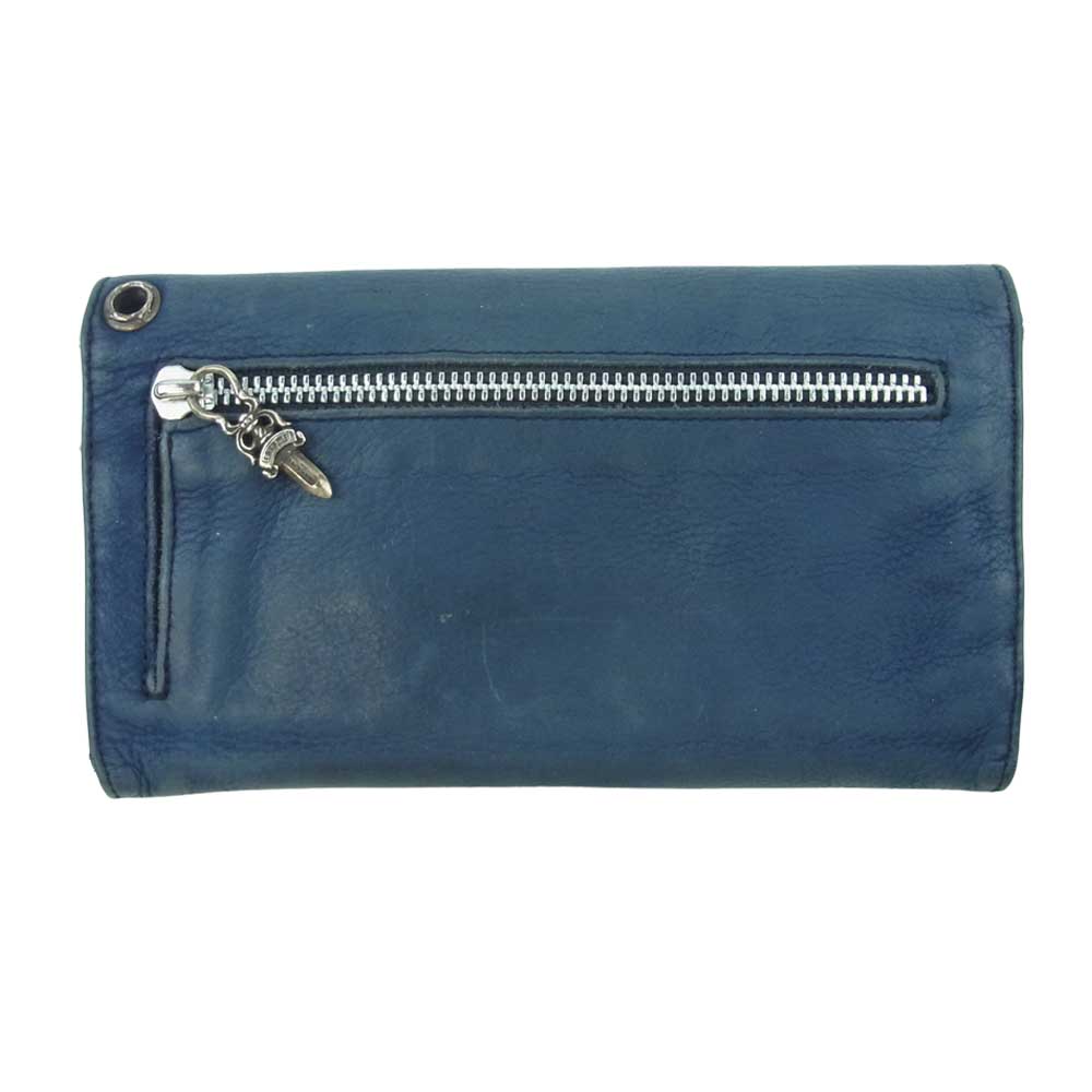 CHROME HEARTS クロムハーツ（原本有） WAVE NOVELTY LEATHER ノベルティ レザー ウェーブ ウォレット 財布 ブルー系【中古】