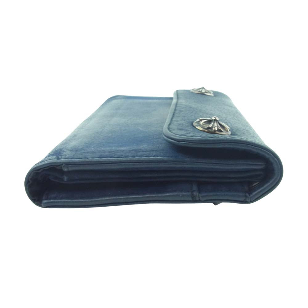 CHROME HEARTS クロムハーツ（原本有） WAVE NOVELTY LEATHER ノベルティ レザー ウェーブ ウォレット 財布 ブルー系【中古】