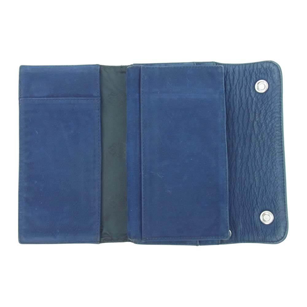 CHROME HEARTS クロムハーツ（原本有） WAVE NOVELTY LEATHER ノベルティ レザー ウェーブ ウォレット 財布 ブルー系【中古】