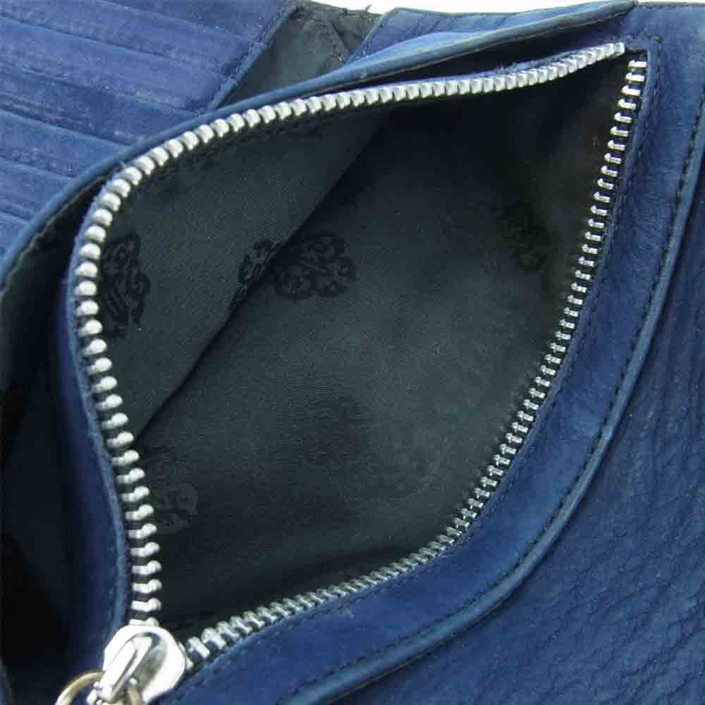 CHROME HEARTS クロムハーツ（原本有） WAVE NOVELTY LEATHER ノベルティ レザー ウェーブ ウォレット 財布 ブルー系【中古】
