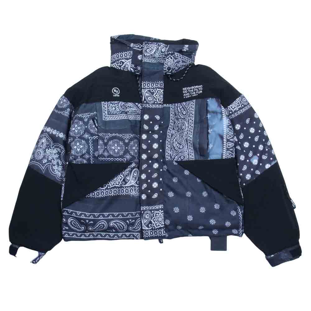 NEIGHBORHOOD ネイバーフッド 212TSNH-JKM11 BANDANA CHOPPED DOWN / E-JKT バンダナ チョップド ダウン ジャケット ブラック系 M【新古品】【未使用】【中古】