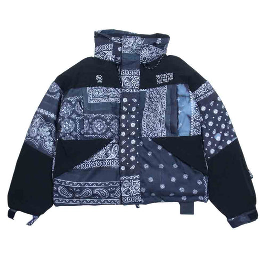 NEIGHBORHOOD ネイバーフッド 212TSNH-JKM11 BANDANA CHOPPED DOWN / E-JKT バンダナ チョップド ダウン ジャケット ブラック系 M【新古品】【未使用】【中古】
