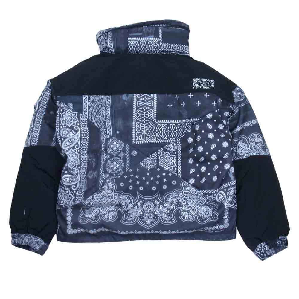 NEIGHBORHOOD ネイバーフッド 212TSNH-JKM11 BANDANA CHOPPED DOWN / E-JKT バンダナ チョップド ダウン ジャケット ブラック系 M【新古品】【未使用】【中古】