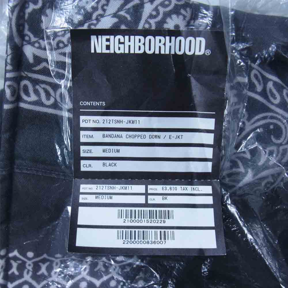 NEIGHBORHOOD ネイバーフッド 212TSNH-JKM11 BANDANA CHOPPED DOWN / E-JKT バンダナ チョップド ダウン ジャケット ブラック系 M【新古品】【未使用】【中古】