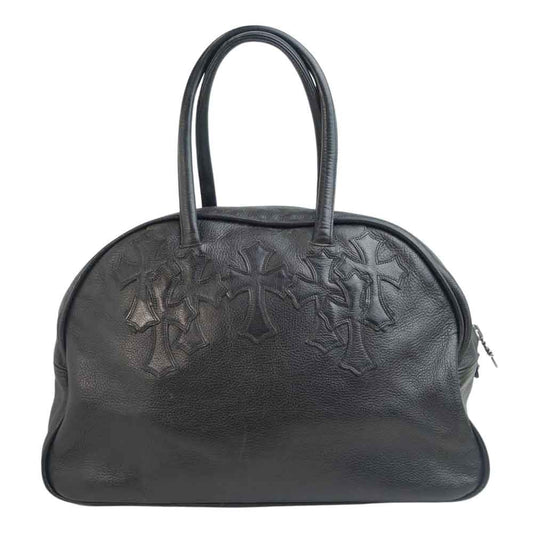 CHROME HEARTS クロムハーツ（原本無） GYM BAG ジムバッグ セメタリー クロスパッチ ミディアム レザー バッグ ブラック系 表記無し【中古】