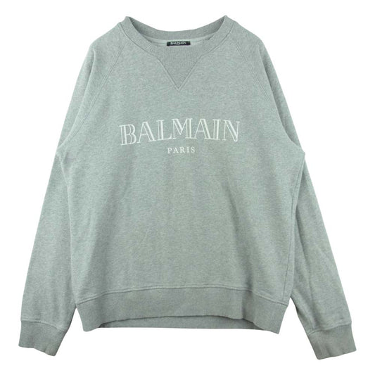 BALMAIN バルマン RH116791052 国内正規品 logo print sweatshirt ロゴ プリント スウェット グレー系 L【中古】
