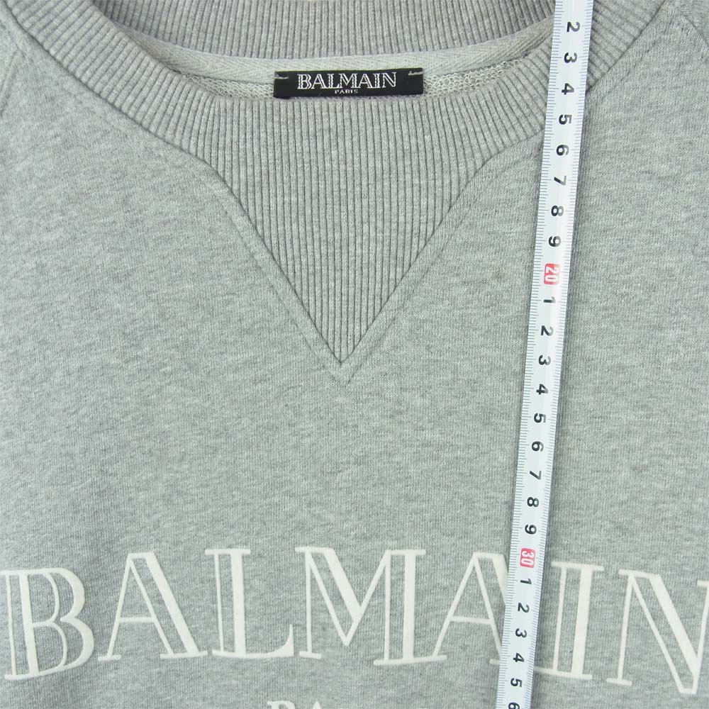 BALMAIN バルマン RH116791052 国内正規品 logo print sweatshirt ロゴ プリント スウェット グレー系 L【中古】