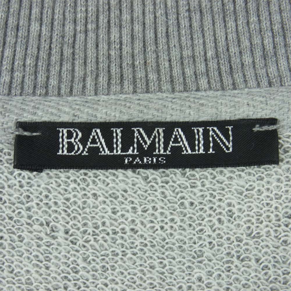 BALMAIN バルマン RH116791052 国内正規品 logo print sweatshirt ロゴ プリント スウェット グレー系 L【中古】