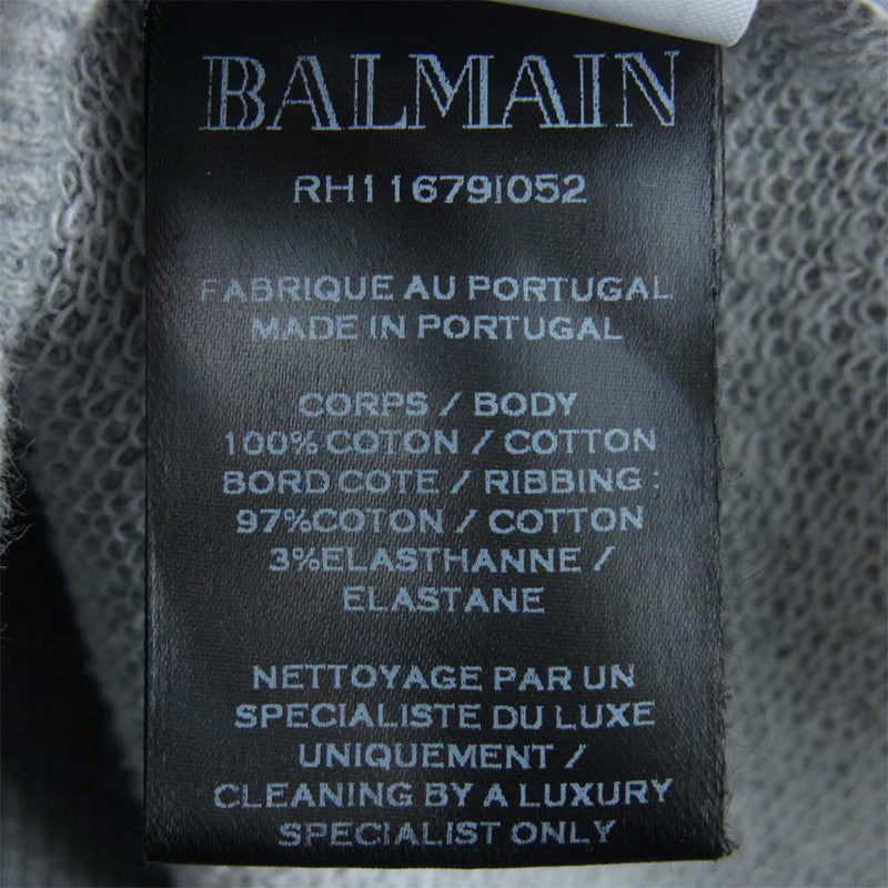 BALMAIN バルマン RH116791052 国内正規品 logo print sweatshirt ロゴ プリント スウェット グレー系 L【中古】