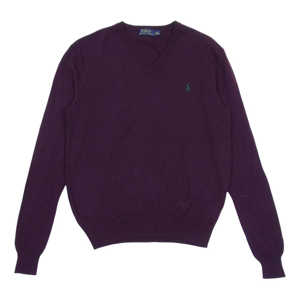 POLO RALPH LAUREN ポロ・ラルフローレン Vネック ウール ニット バーガンディ系 S【中古】