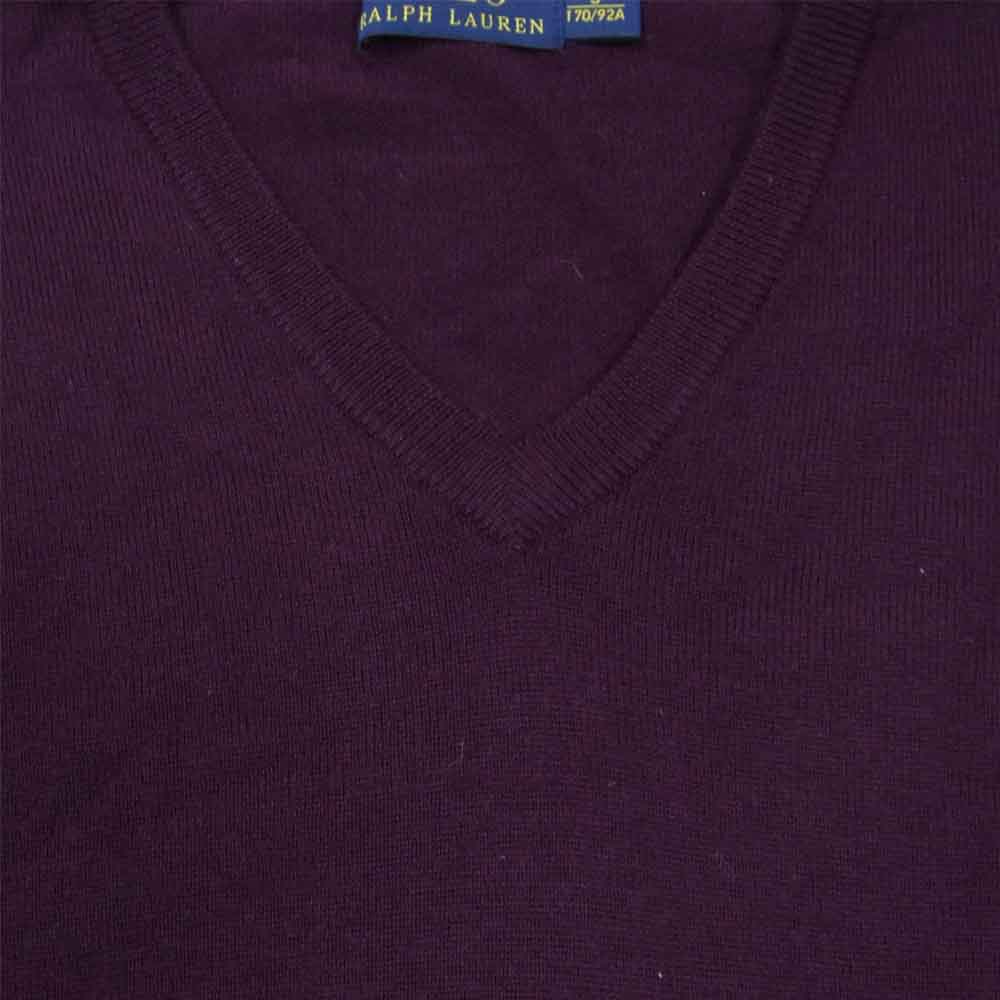 POLO RALPH LAUREN ポロ・ラルフローレン Vネック ウール ニット バーガンディ系 S【中古】
