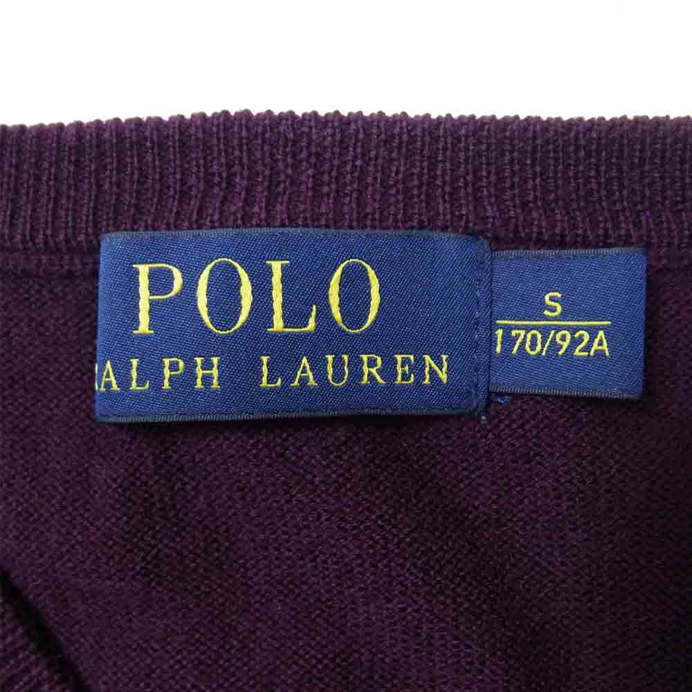 POLO RALPH LAUREN ポロ・ラルフローレン Vネック ウール ニット バーガンディ系 S【中古】