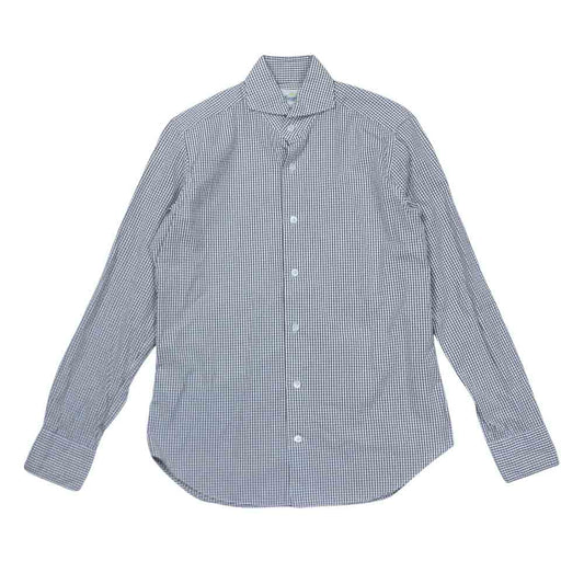 ジャンネット チェック シャツ スリムフィット 長袖 ブラウン系 37【中古】