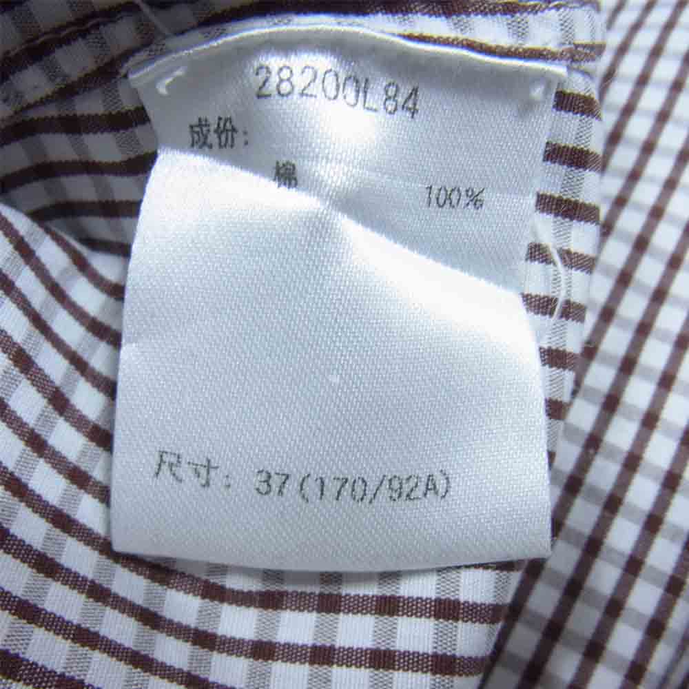 ジャンネット チェック シャツ スリムフィット 長袖 ブラウン系 37【中古】