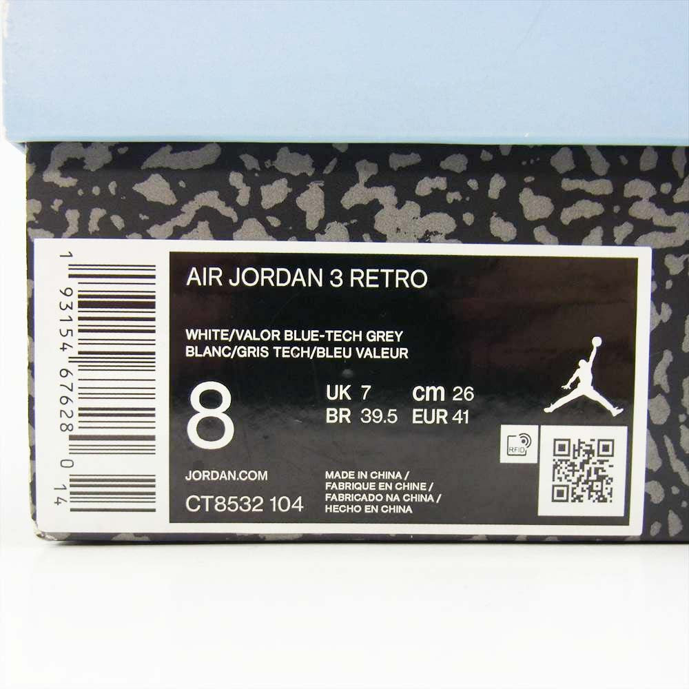 NIKE ナイキ CT8532 104 AIR JORDAN 3 RETRO ホワイト系 26cm【中古】
