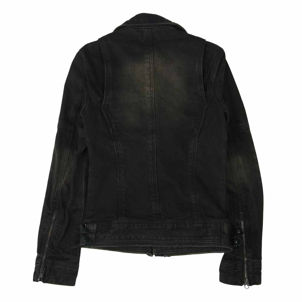 フーガ ブラックデニム ダブルライダース ジャケット ブラック系 44【中古】