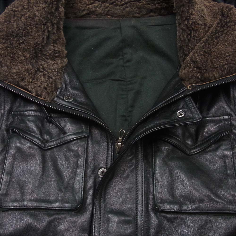 SHELLAC シェラック 43016 襟ラムファー シープスキン レザー ジャケット 中国製 ブラック系 46【中古】