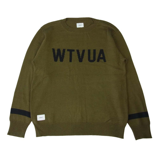 WTAPS ダブルタップス 18AW 182MADT-KNM01 Crew Sweater WOAC クルー セーター カーキ系 2【中古】