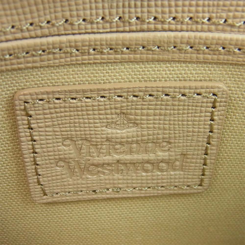Vivienne Westwood ヴィヴィアンウエストウッド 3318Y711 メタルフレーム ラウンド ジップ ロング ウォレット 長財布 ベージュ系【極上美品】【中古】