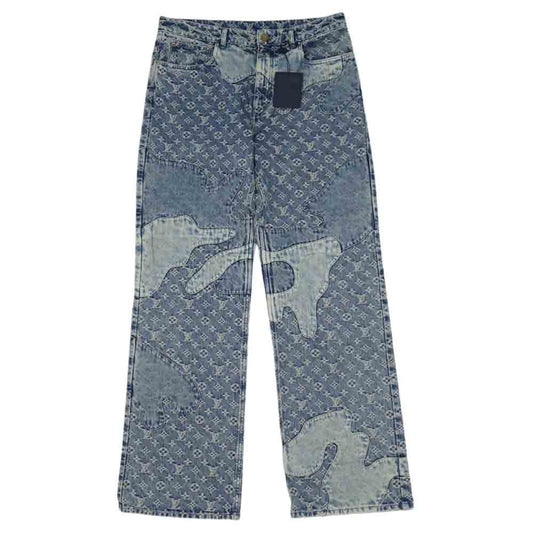 LOUIS VUITTON ルイ・ヴィトン 1A9GGJ 国内正規品 NIGO モノグラム パッチワーク デニムパンツ インディゴブルー系 33【新古品】【未使用】【中古】