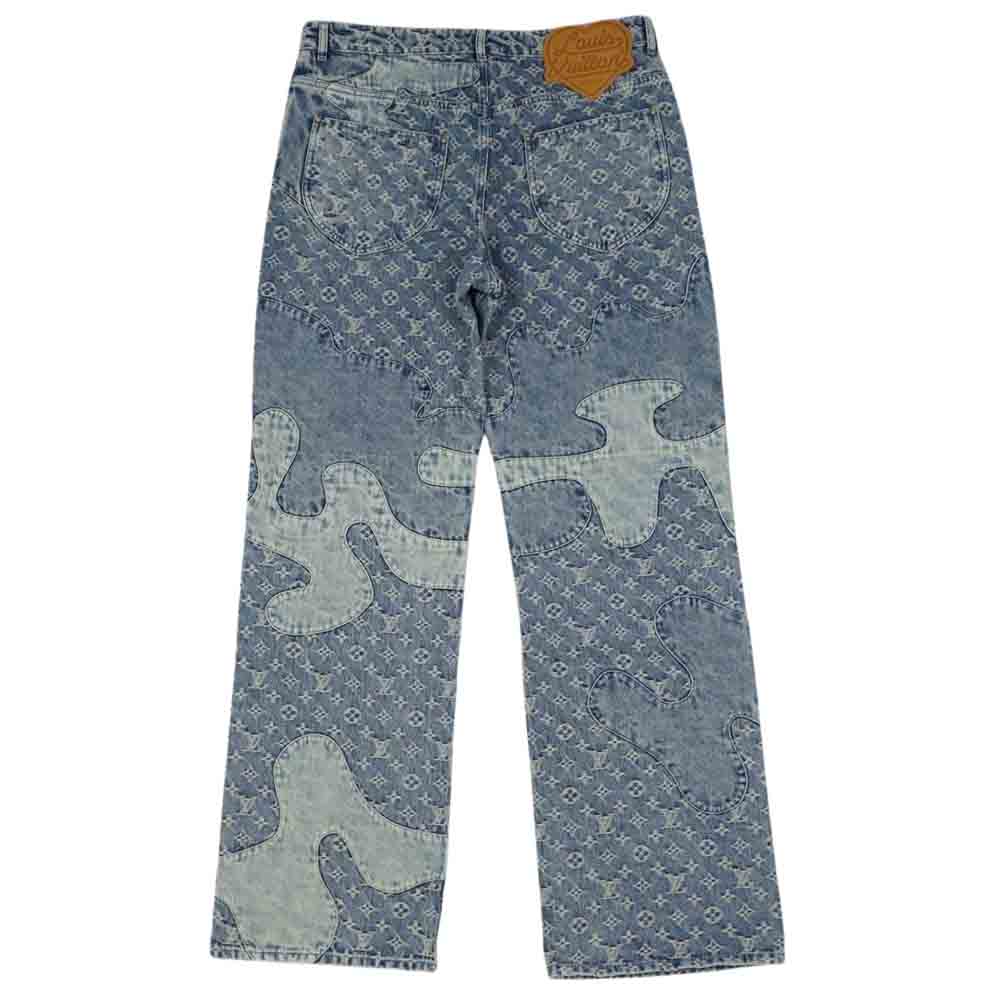 LOUIS VUITTON ルイ・ヴィトン 1A9GGJ 国内正規品 NIGO モノグラム パッチワーク デニムパンツ インディゴブルー系 33【新古品】【未使用】【中古】